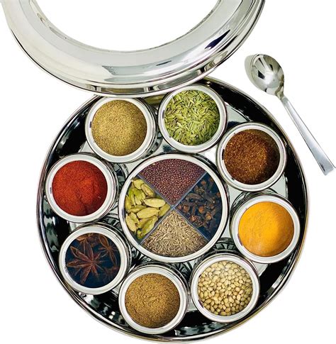 Stainless steel indian masala box masala dabba in steel spice 